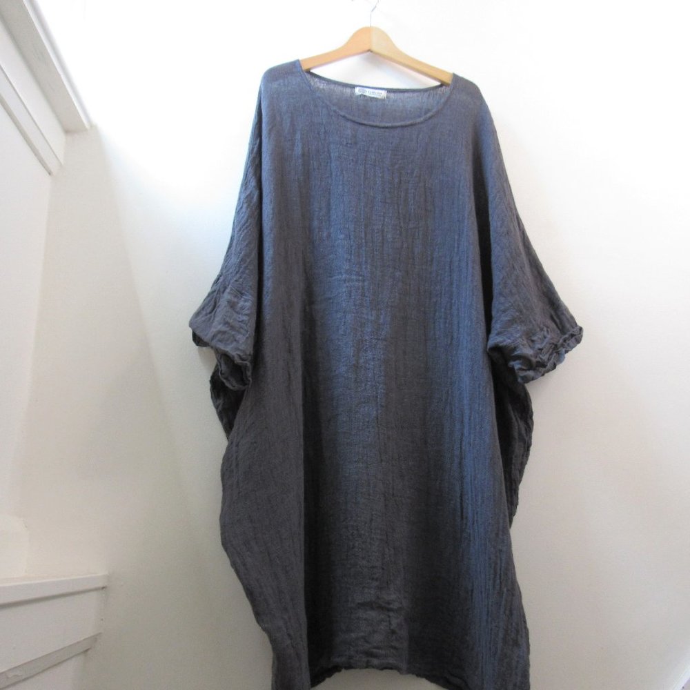 Eclectia Linen Kaftan Dress | XXL (roomy) | Gray